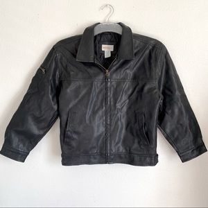 Momo Big Boys Faux Leather Flight Bomber Jacket M